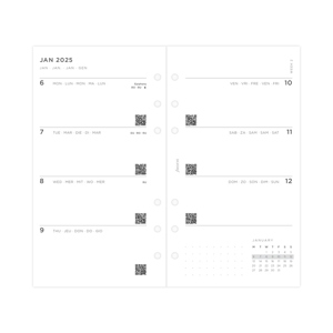 Filofax Minimal Week on Two Pages Diary Personal 2025 Multilanguage